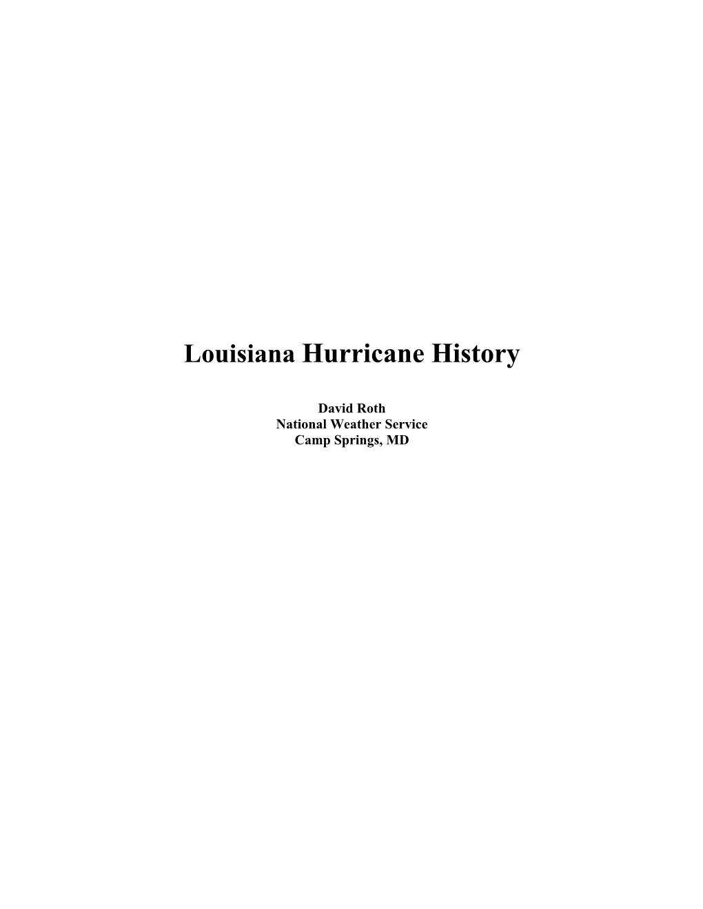 Louisiana Hurricane History