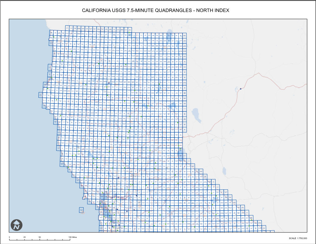 California Usgs 7.5-Minute Quadrangles - North Index