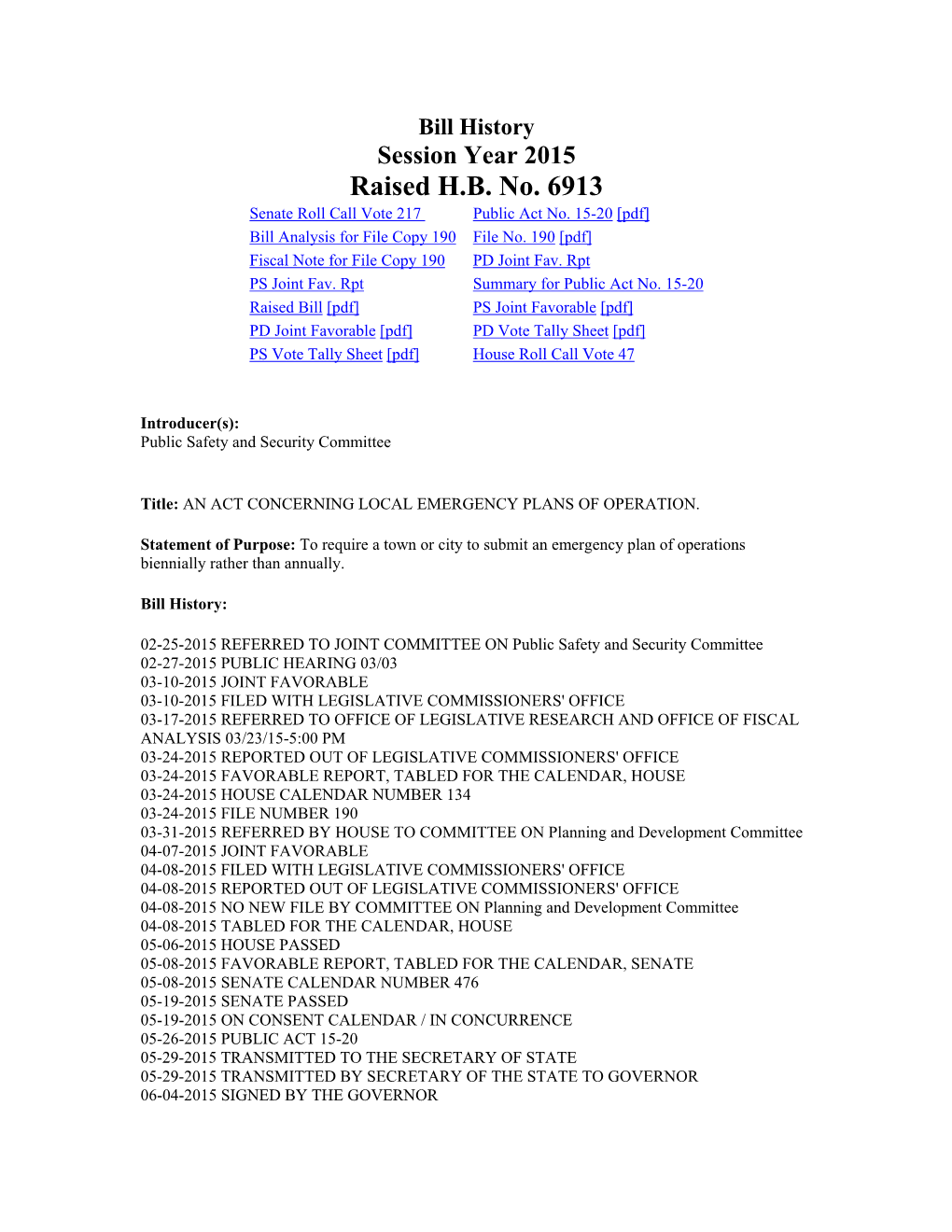 Raised H.B. No. 6913 Senate Roll Call Vote 217 Public Act No