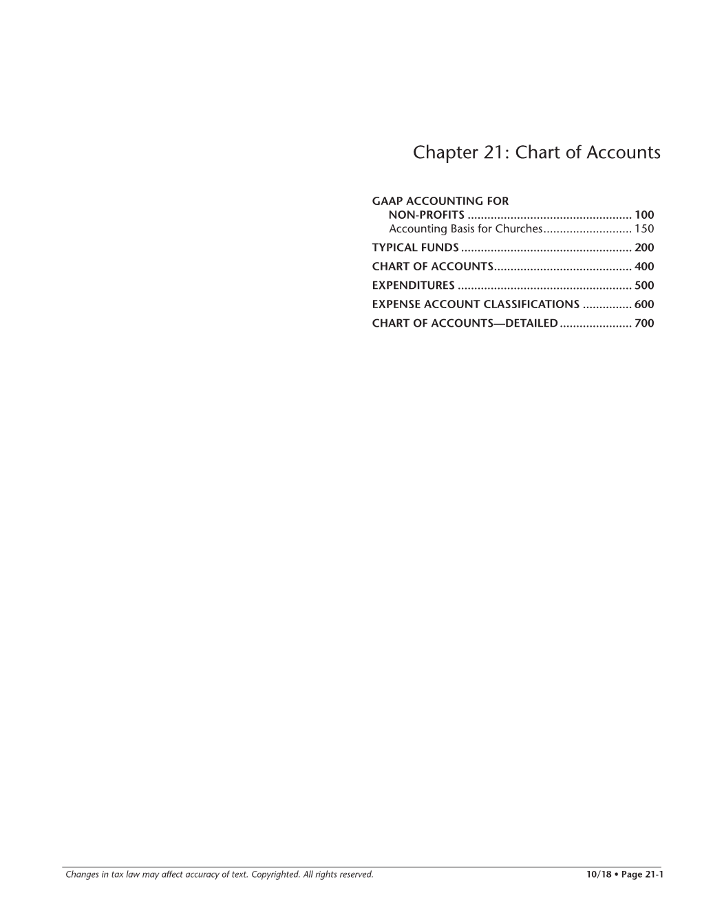 Chapter 21: Chart of Accounts