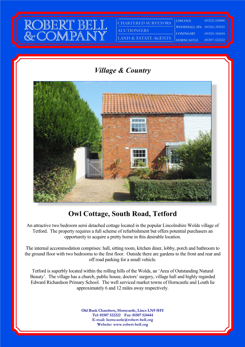 Village & Country Owl Cottage, South Road, Tetford
