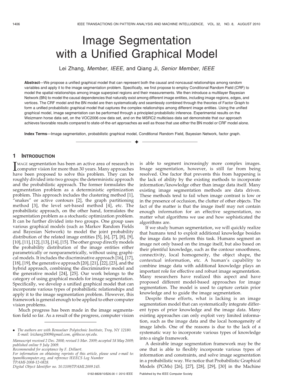 Image Segmentation with a Unified Graphical Model