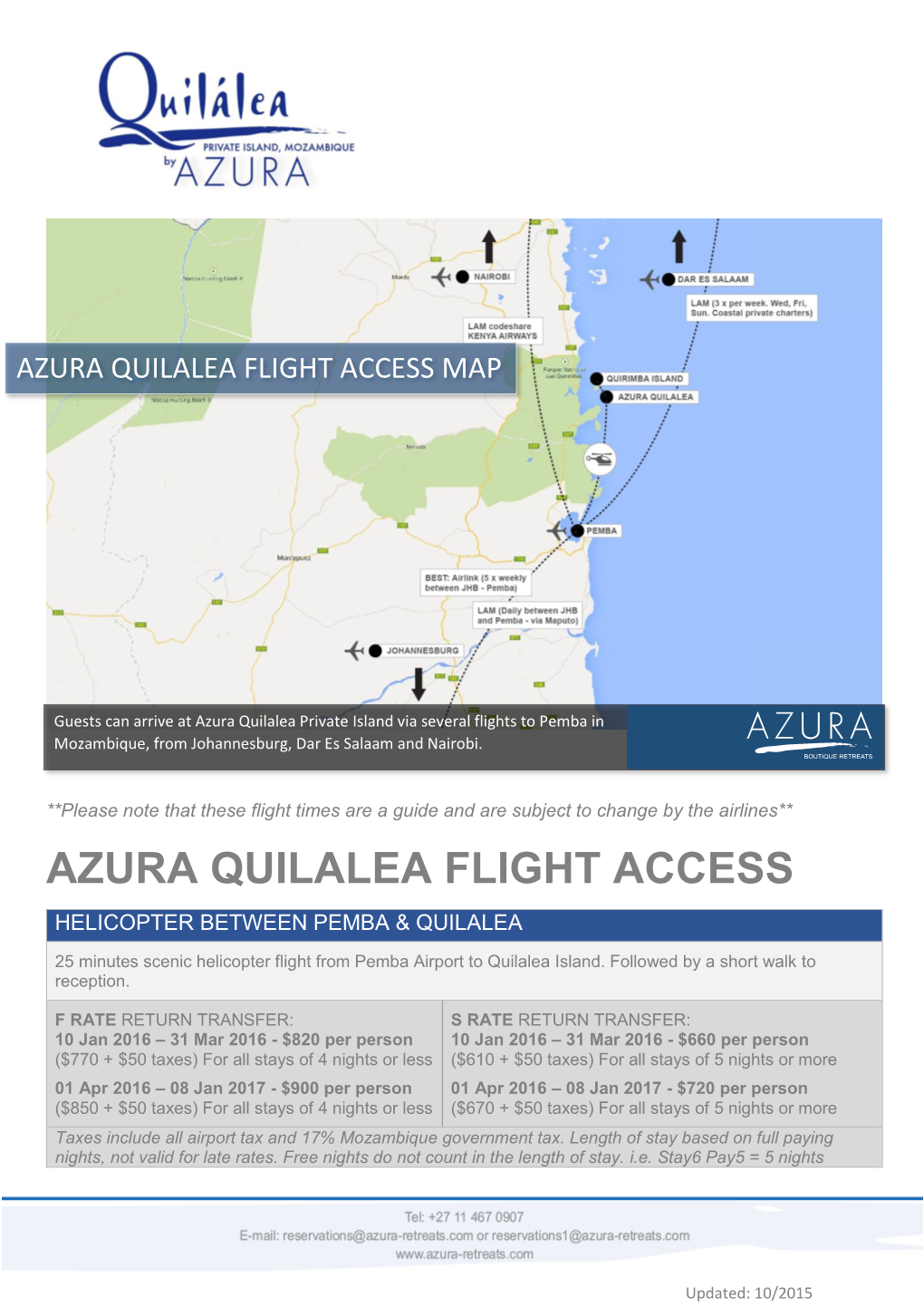 Azura Quilalea Flight Access Map