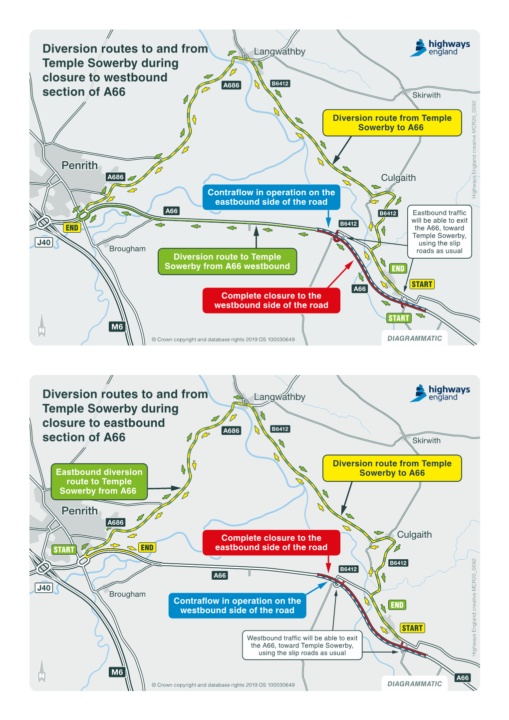 Diversion Routes to and from Temple Sowerby During Closure To