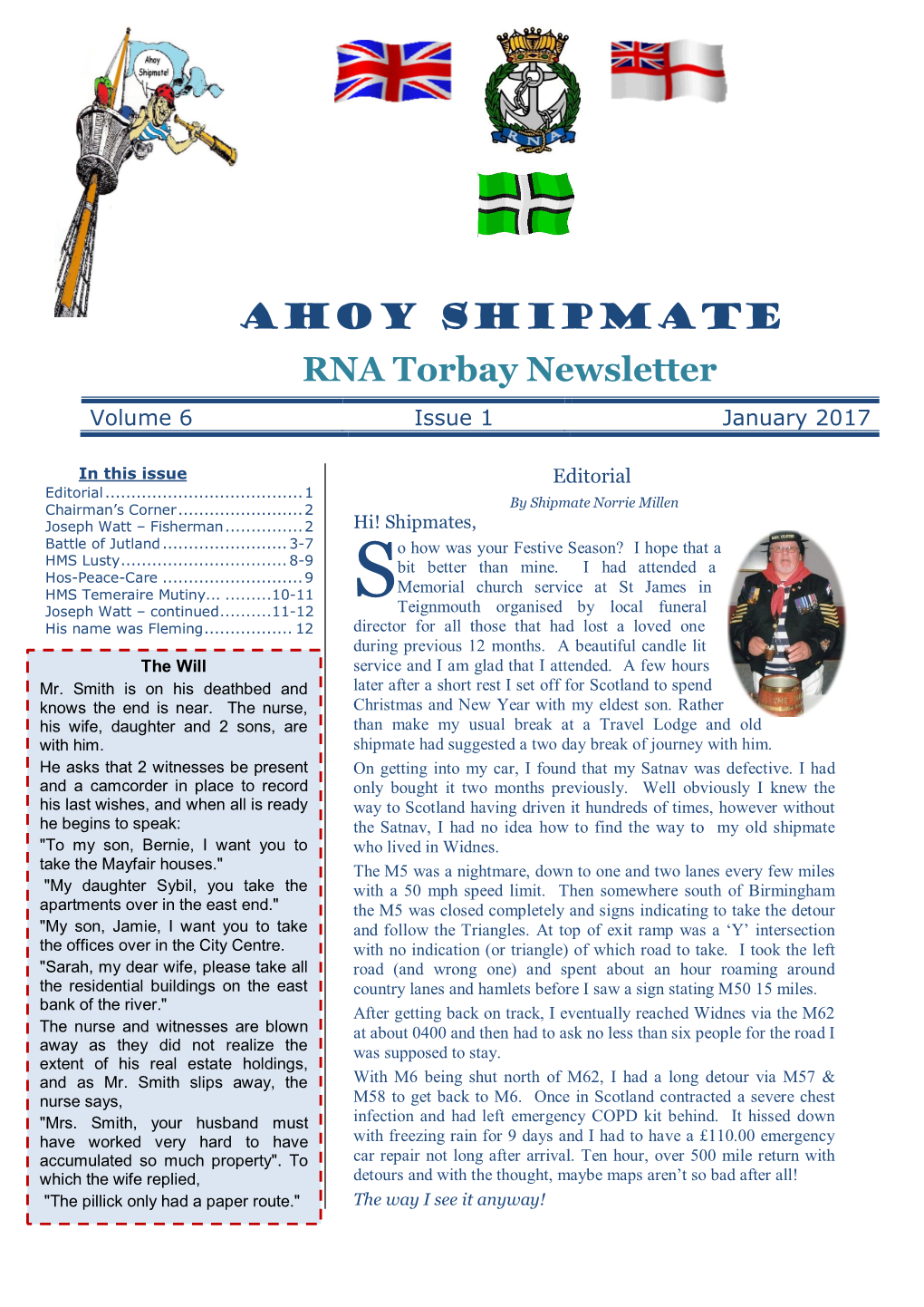 Ahoy Shipmate RNA Torbay Newsletter Volume 6 Issue 1 January 2017