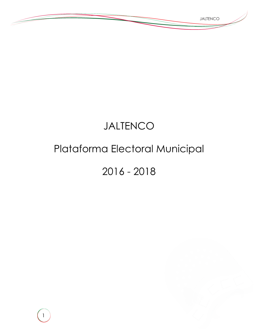 JALTENCO Plataforma Electoral Municipal 2016