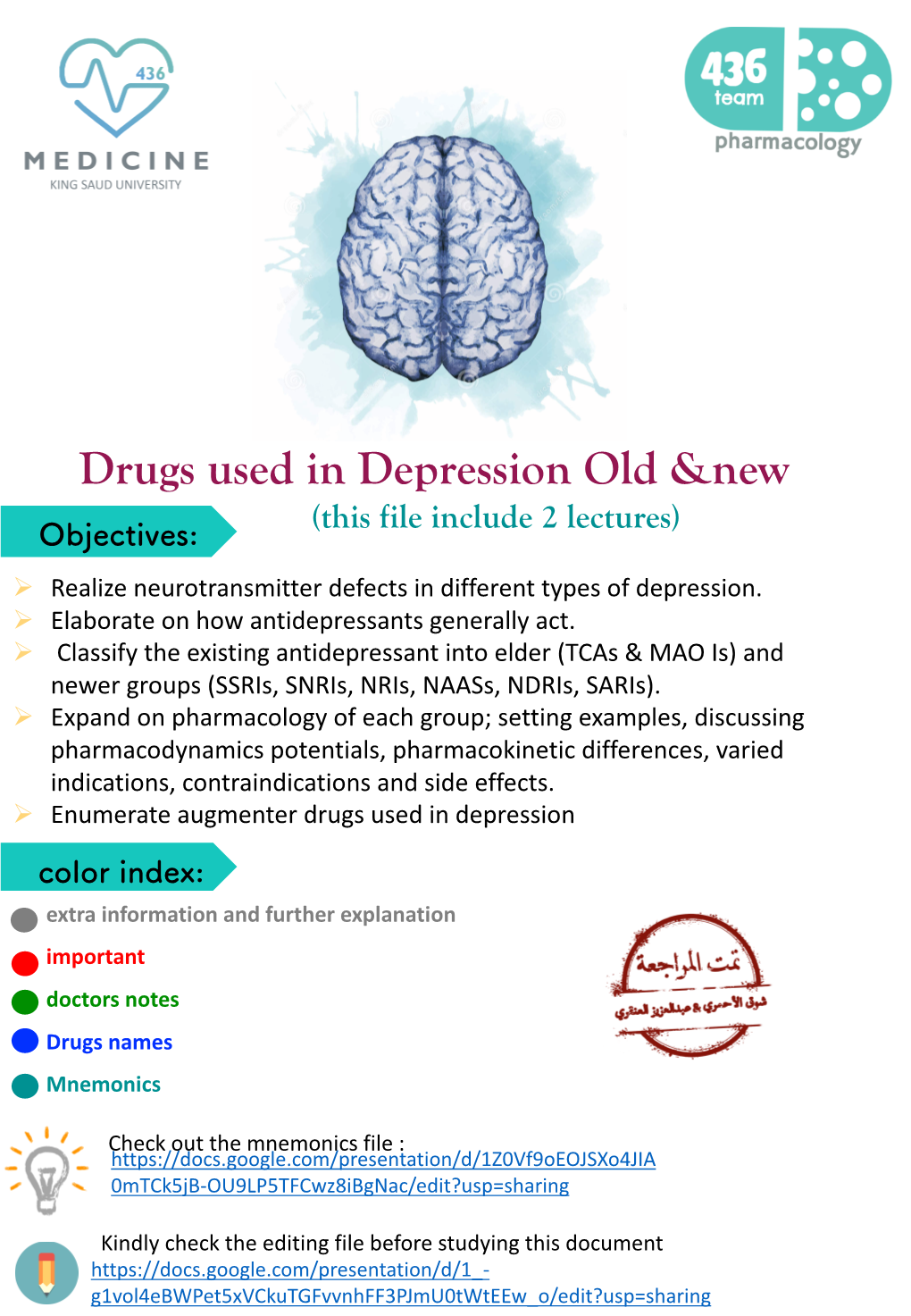 Drugs Used in Depression Old & New (Edited)