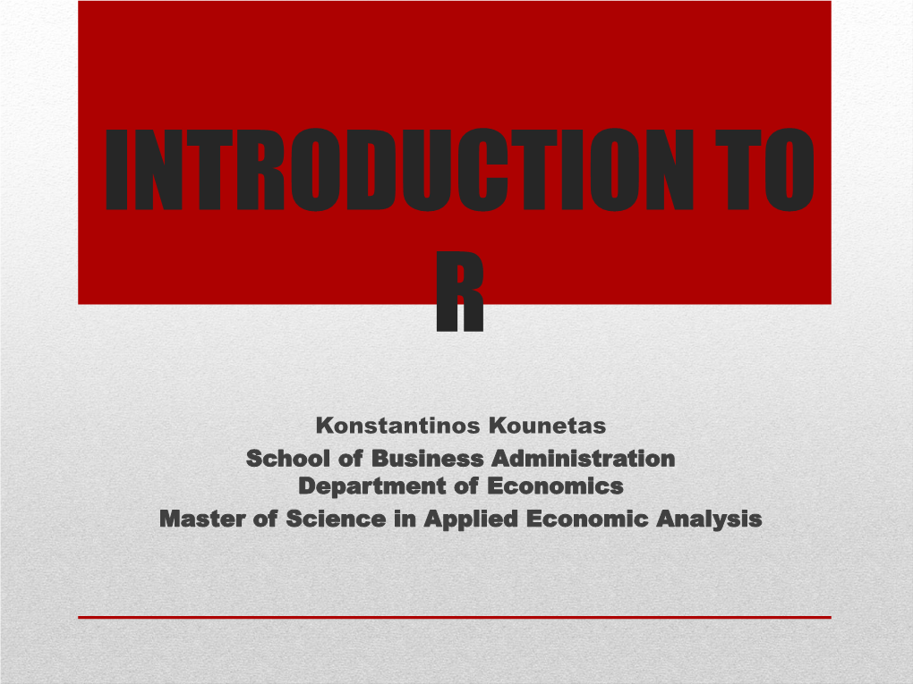 Introduction to R