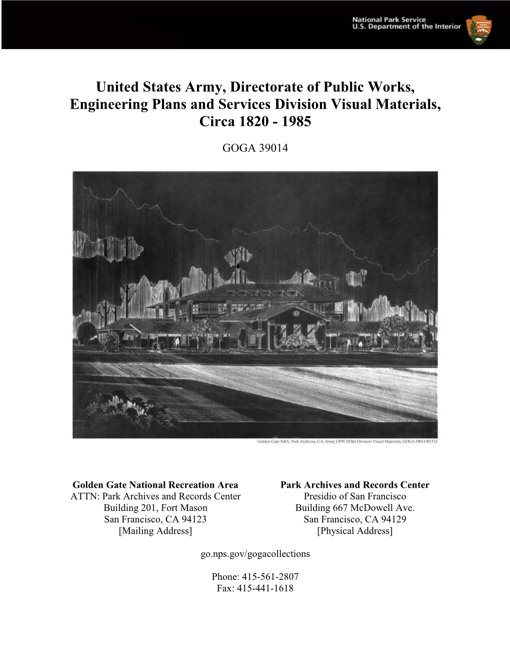 United States Army, Directorate of Public Works, Engineering Plans and Services Division Visual Materials, Circa 1820 - 1985