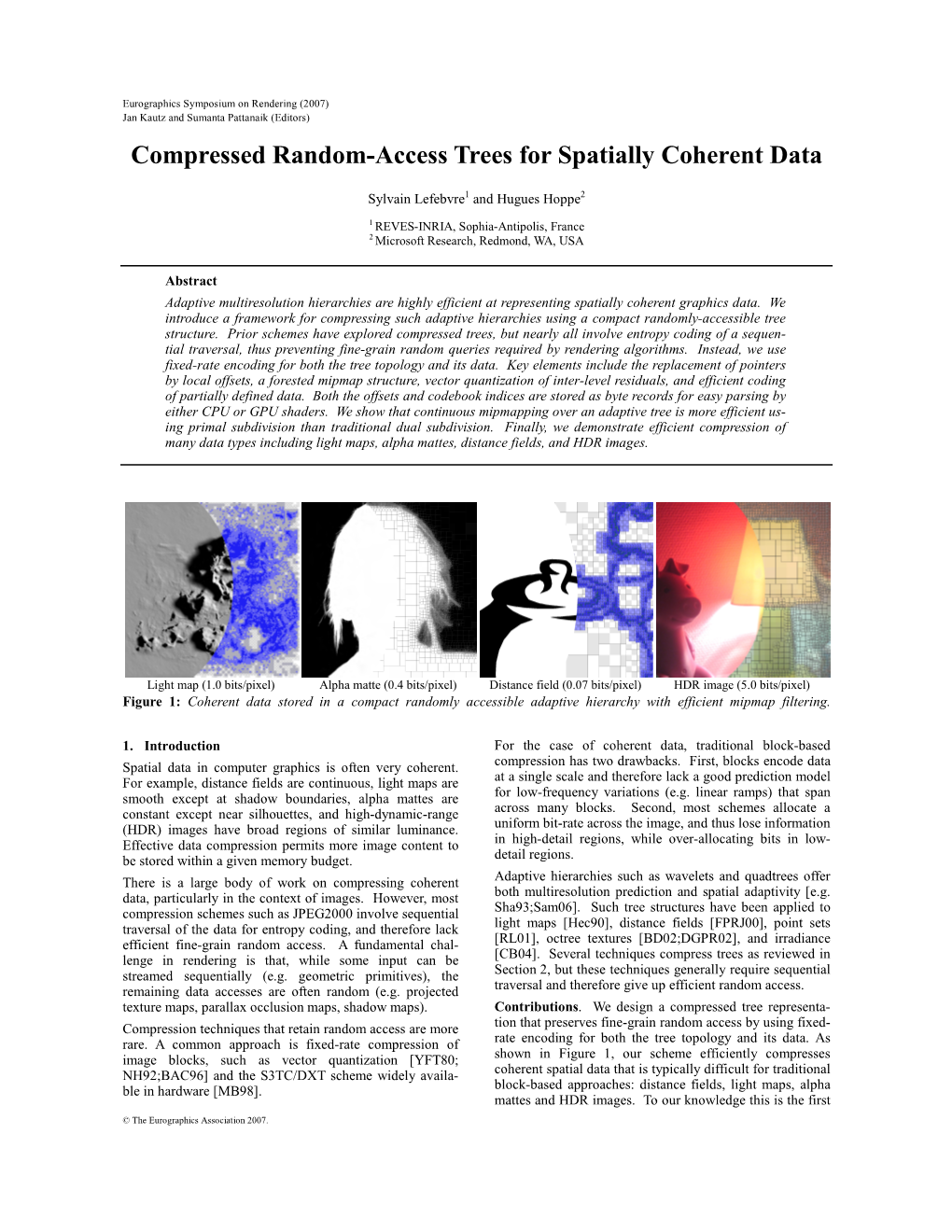 Compressed Random-Access Trees for Spatially Coherent Data