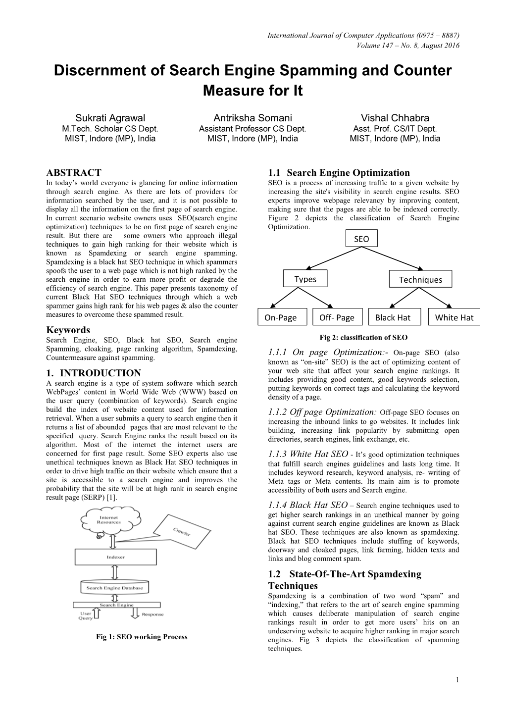 Discernment of Search Engine Spamming and Counter Measure for It