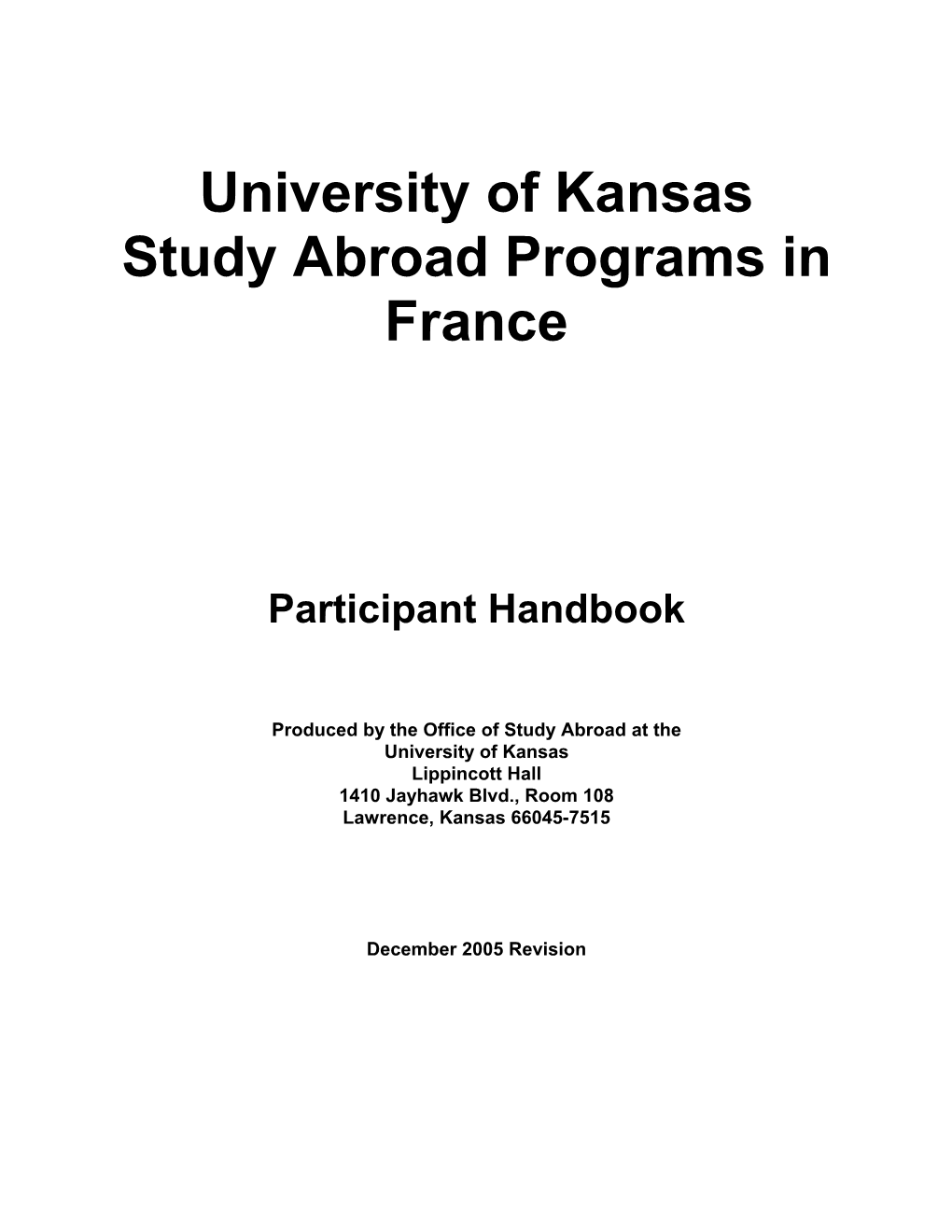 University of Kansas Study Abroad Programs in France
