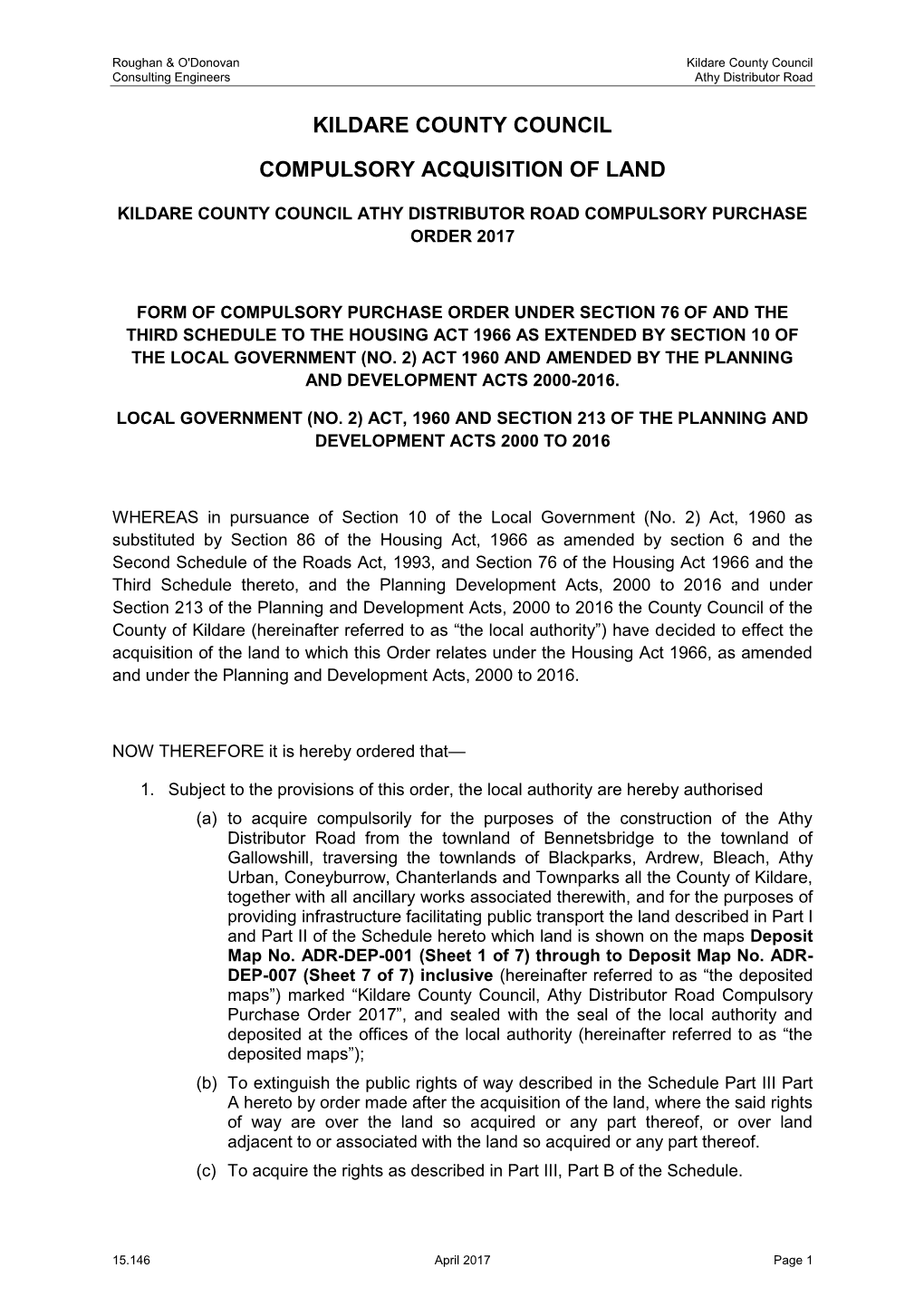 Kildare County Council Compulsory Acquisition Of