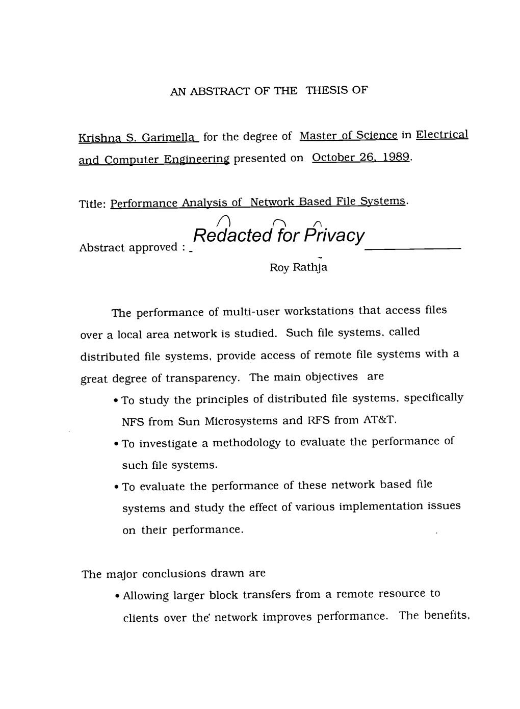 Performance Analysis of Network Based File Systems