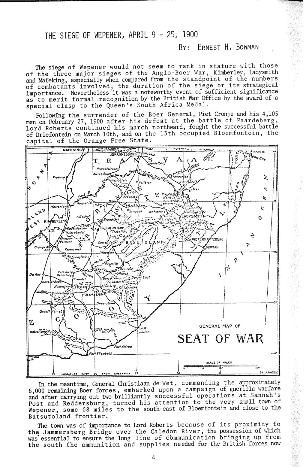 The Siege of Wepener, April 9 - 25, 1900 By: Ernest H, Bowman