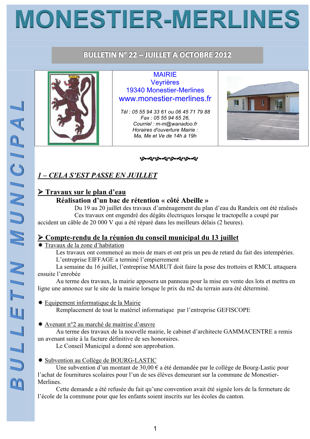 Bulletin Municipal N° 22