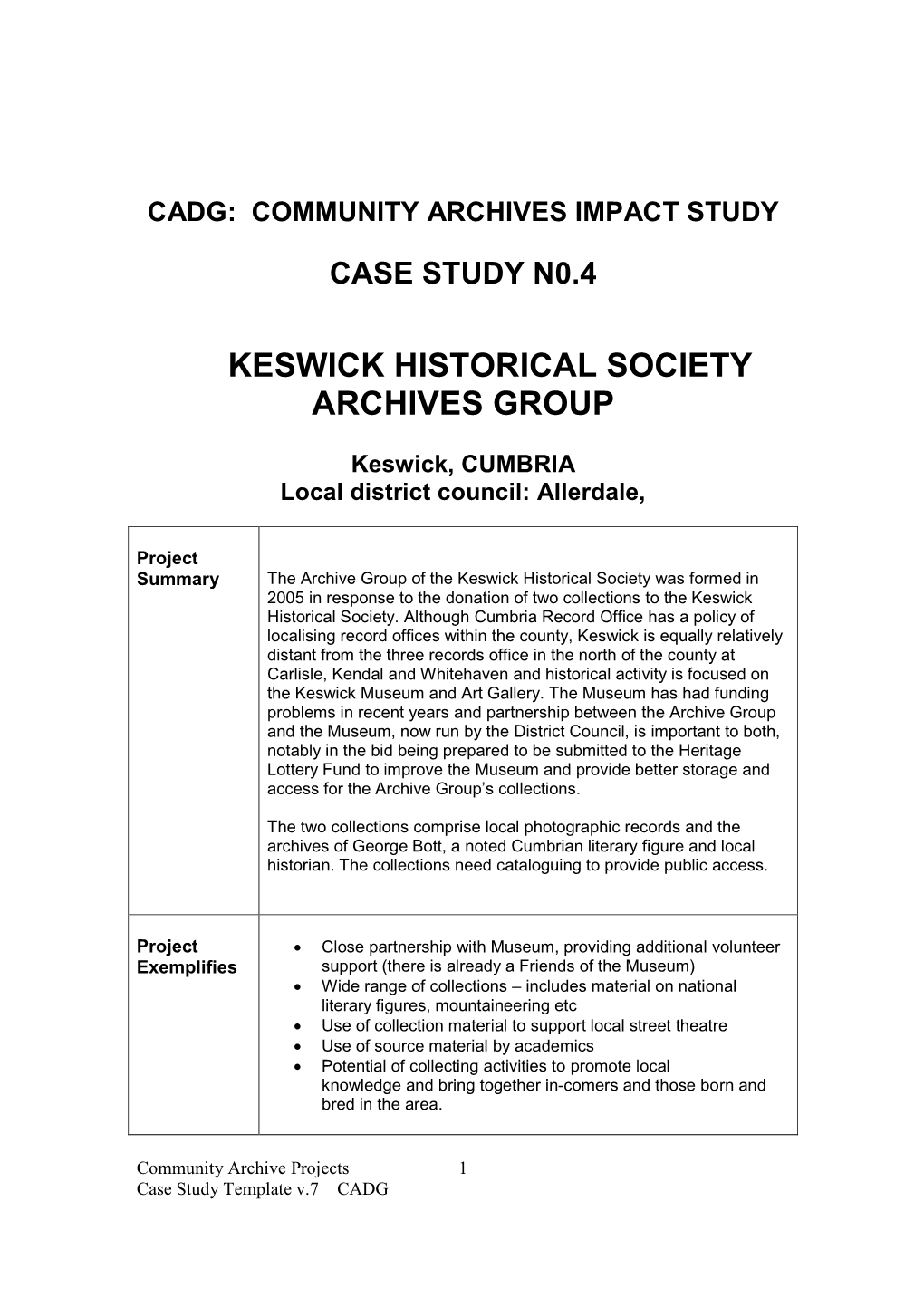 Keswick Historical Society Archives Group