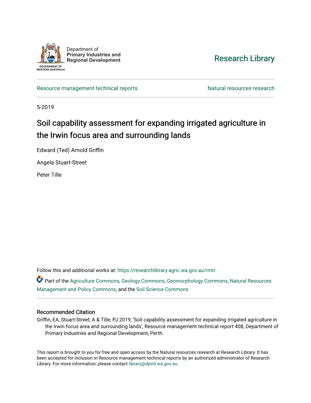 Soil Capability Assessment for Expanding Irrigated Agriculture in the Irwin Focus Area and Surrounding Lands