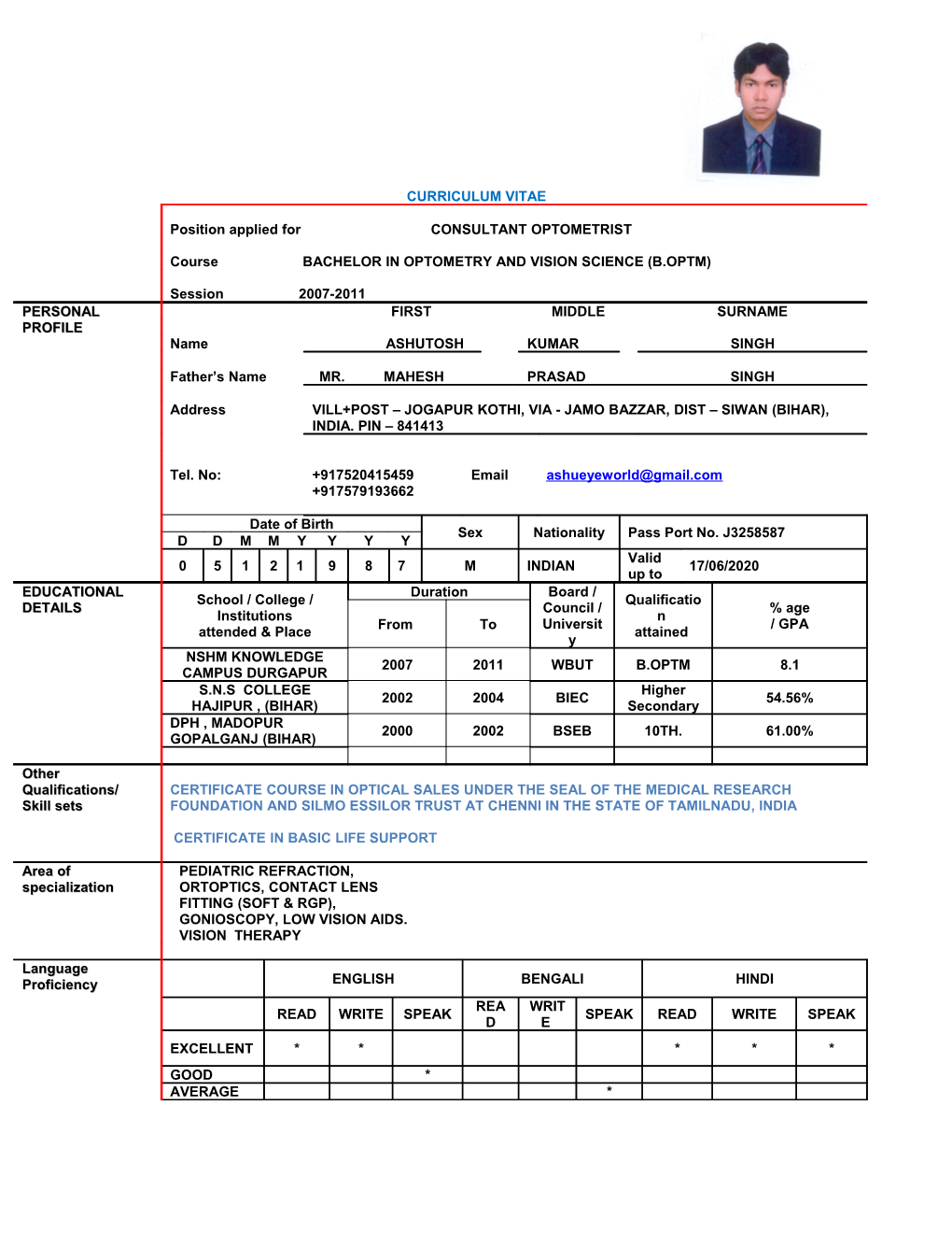 Curriculum Vitae s438