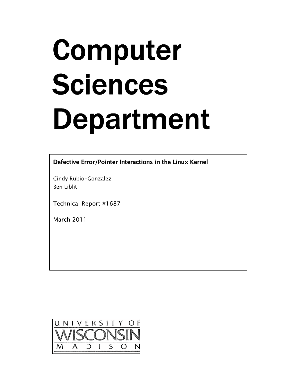 Computer Sciences Department