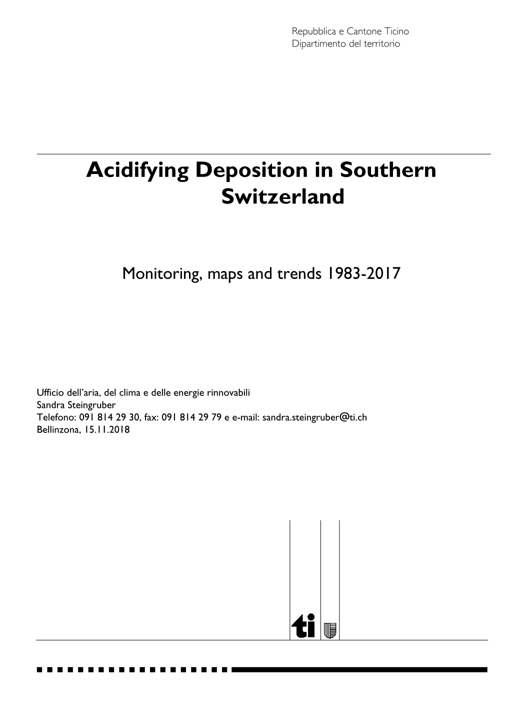 Acidifying Deposition in Southern Switzerland