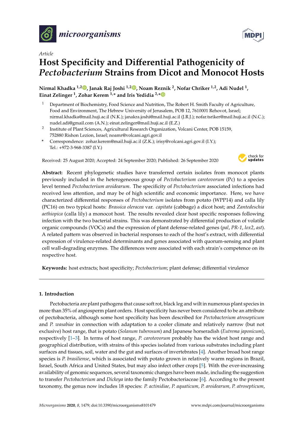 Host Specificity and Differential Pathogenicity of Pectobacterium Strains from Dicot and Monocot Hosts