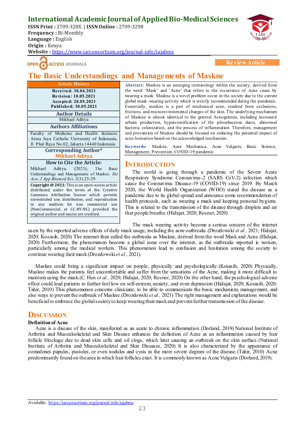 The Basic Understandings and Managements of Maskne