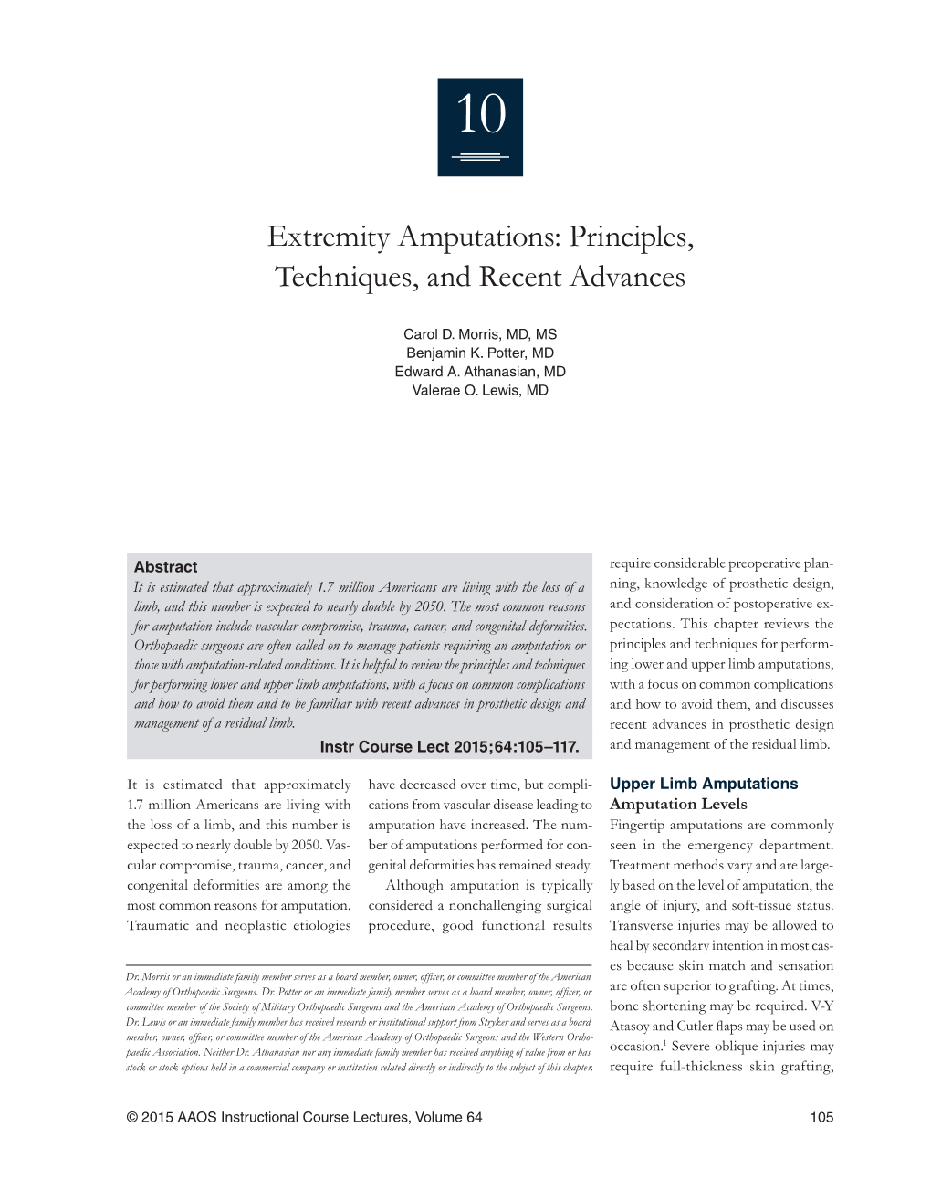 Extremity Amputations: Principles, Techniques, and Recent Advances