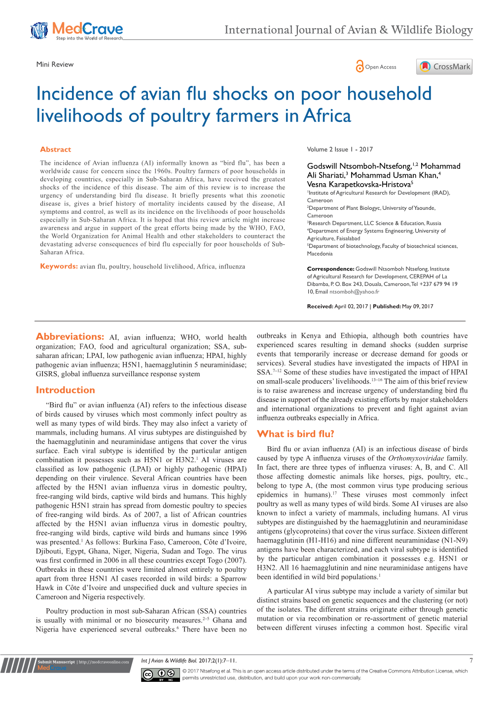 Incidence of Avian Flu Shocks on Poor Household Livelihoods of Poultry Farmers in Africa