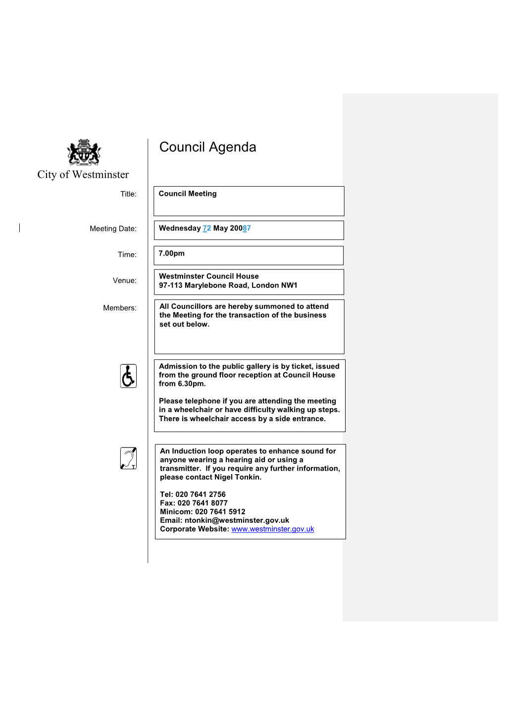 Council Agenda