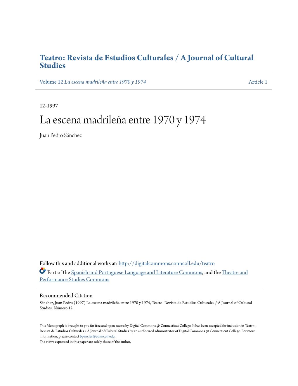 La Escena Madrileña Entre 1970 Y 1974 Article 1