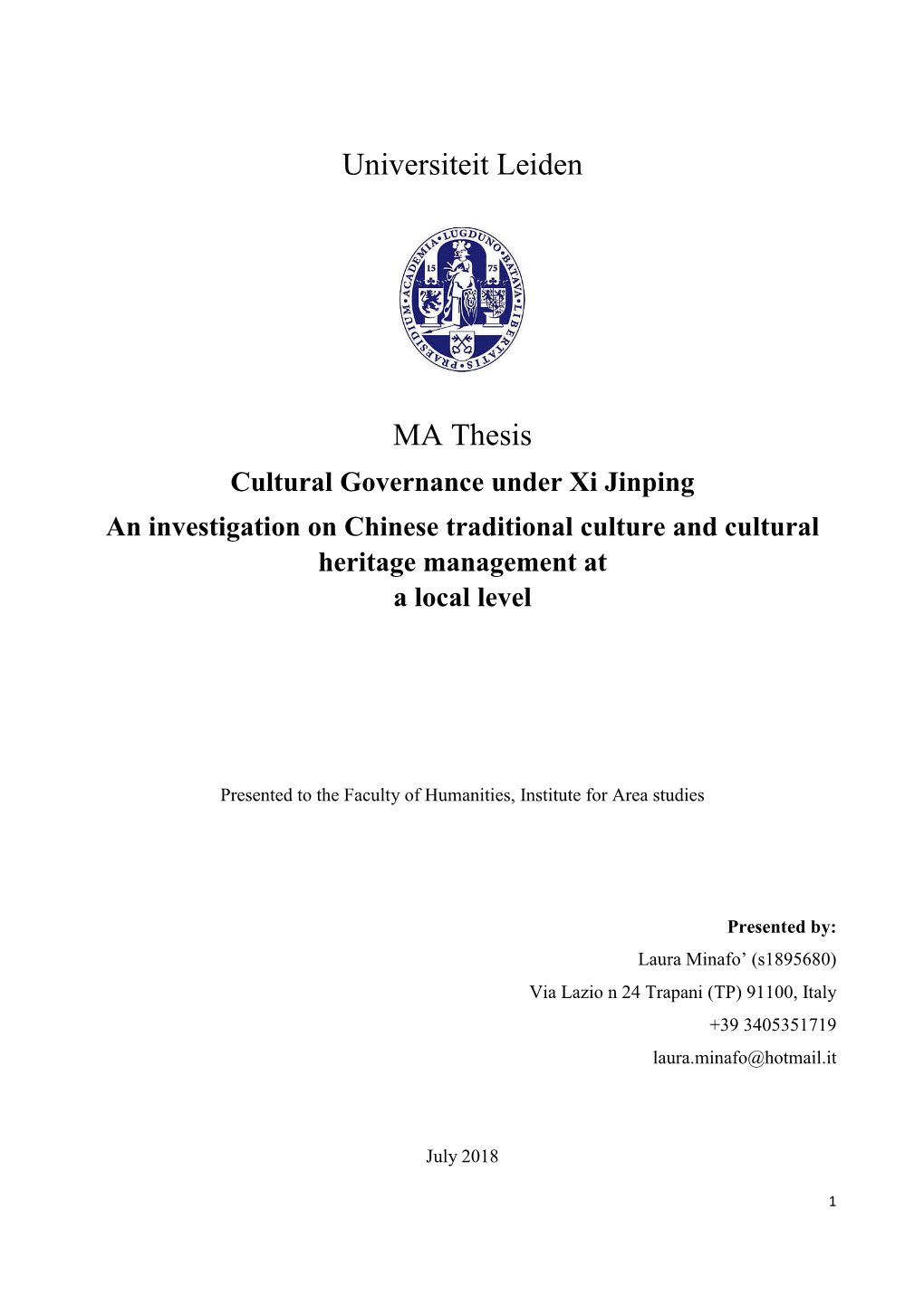 Universiteit Leiden MA Thesis