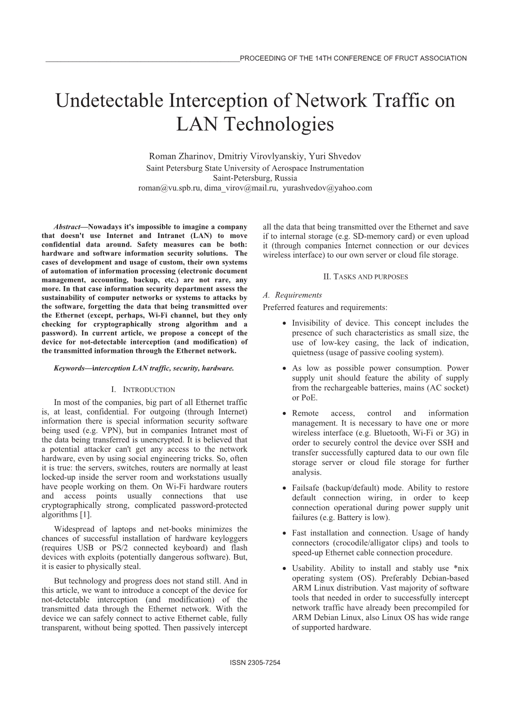 Undetectable Interception of Network Traffic on LAN Technologies