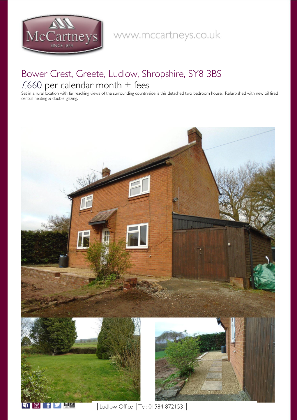 Bower Crest, Greete, Ludlow, Shropshire, SY8 3BS £660 Per