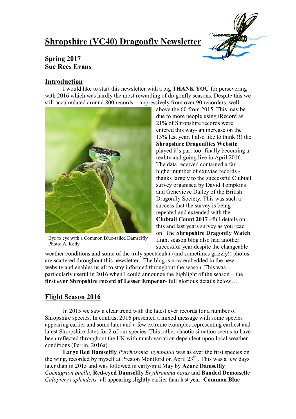 Shropshire (VC40) Dragonfly Newsletter