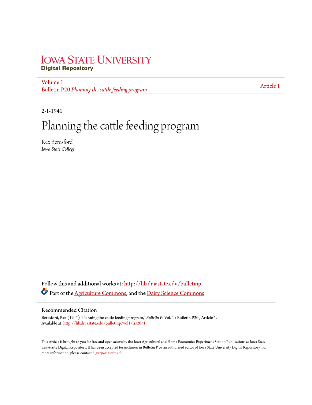 Planning the Cattle Feeding Program