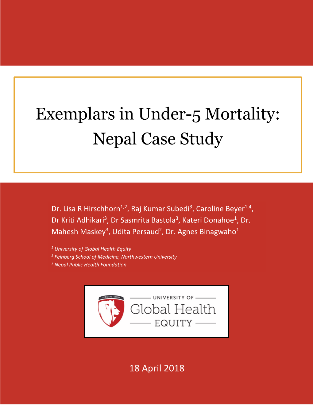 Exemplars in Under-5 Mortality: Nepal Case Study