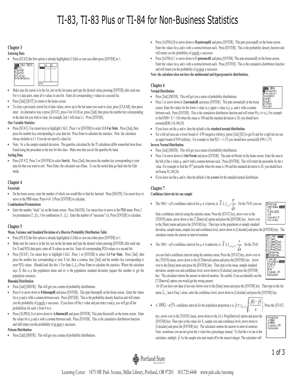 TI 83/84 for Non-Business Statistics