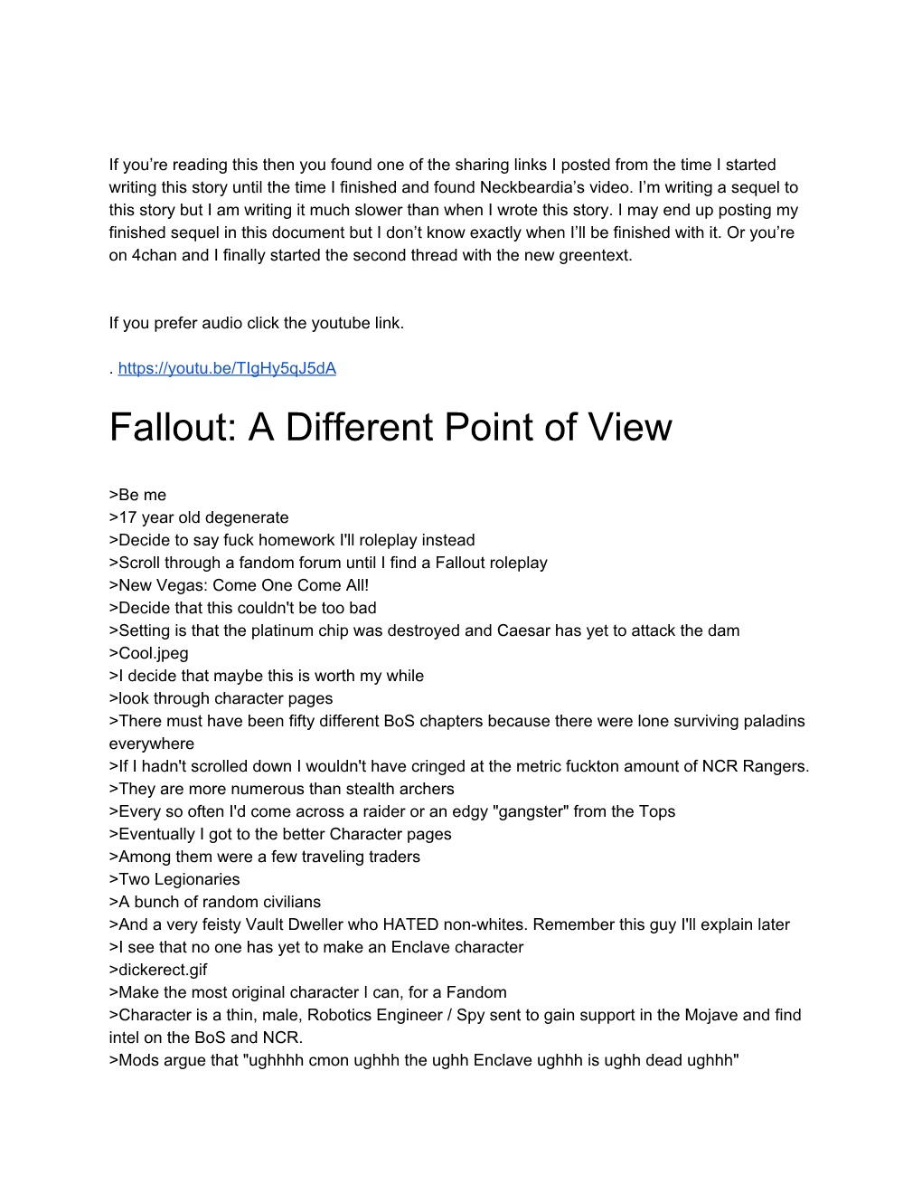 Fallout: a Different Point of View