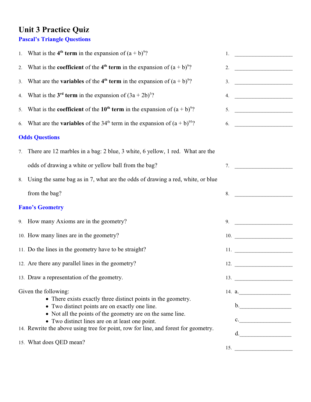 Unit 3 Practice Quiz