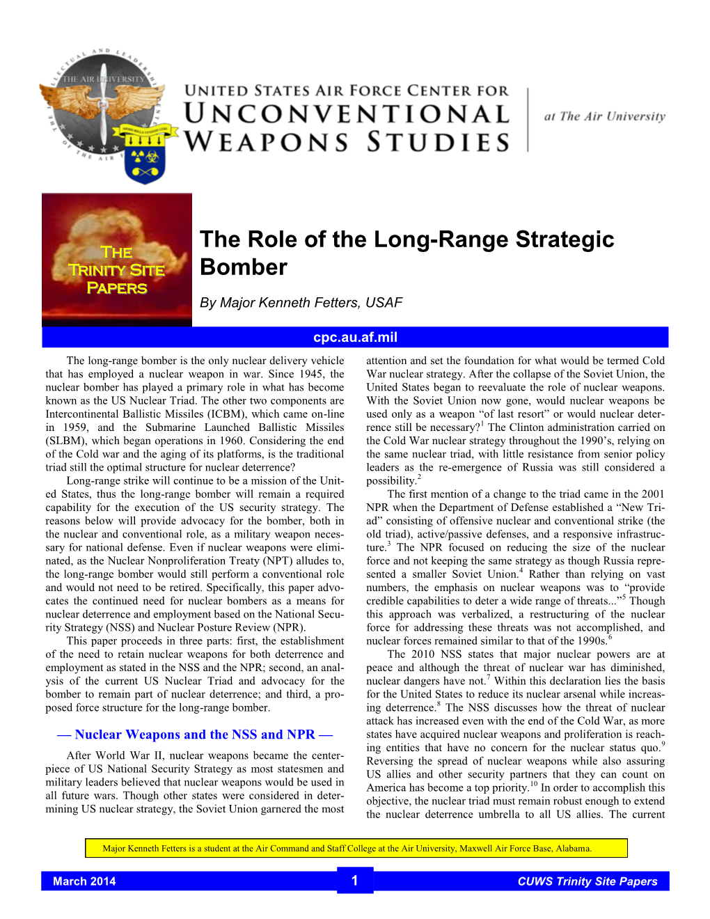 The Role of the Long-Range Strategic Bomber