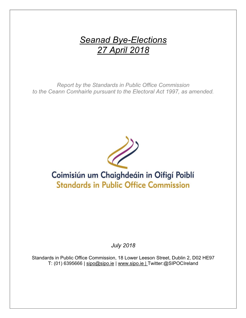 Seanad Bye-Elections Report 2018