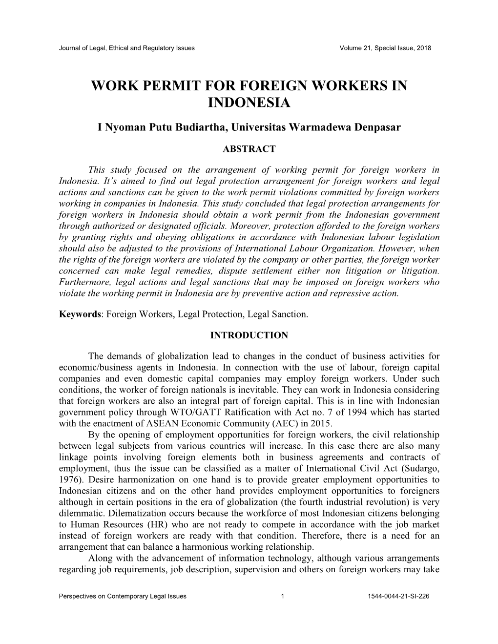 Work Permit for Foreign Workers in Indonesia