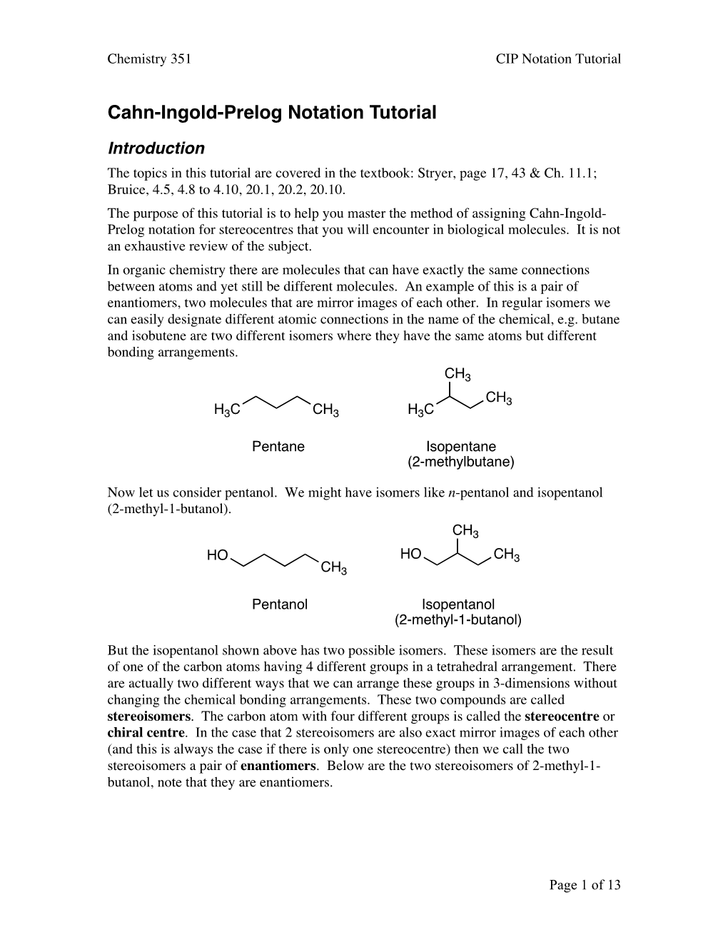 Cahn-Ingold-Prelog Notation Tutorial