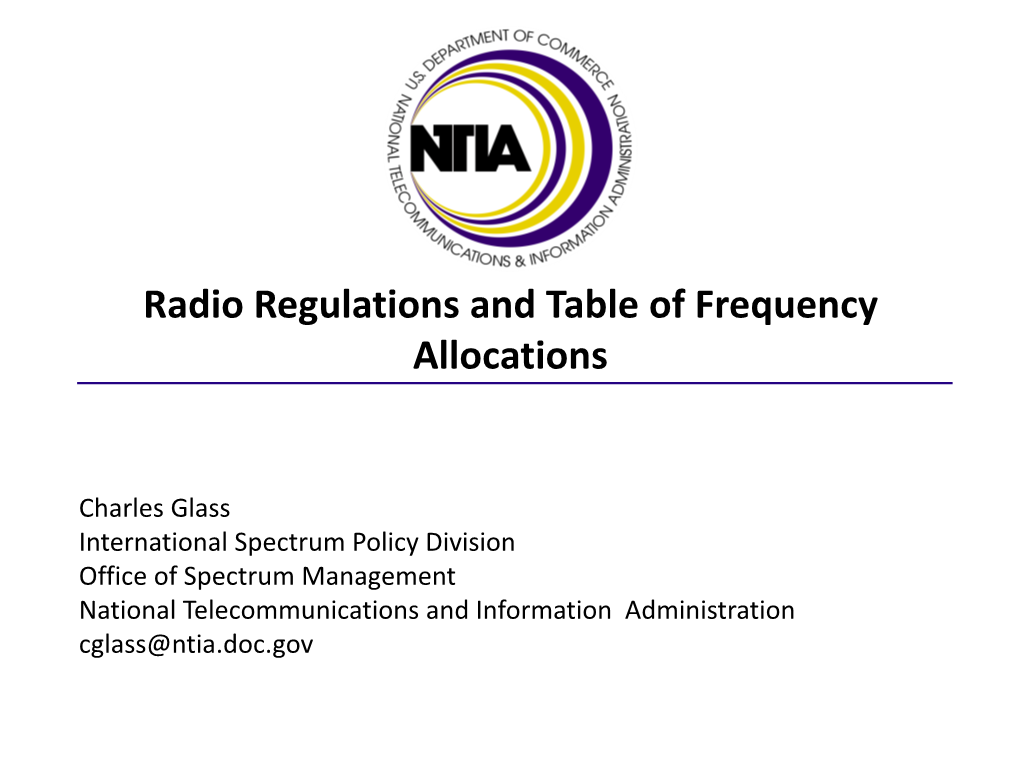 Radio Regulations and Table of Frequency Allocations