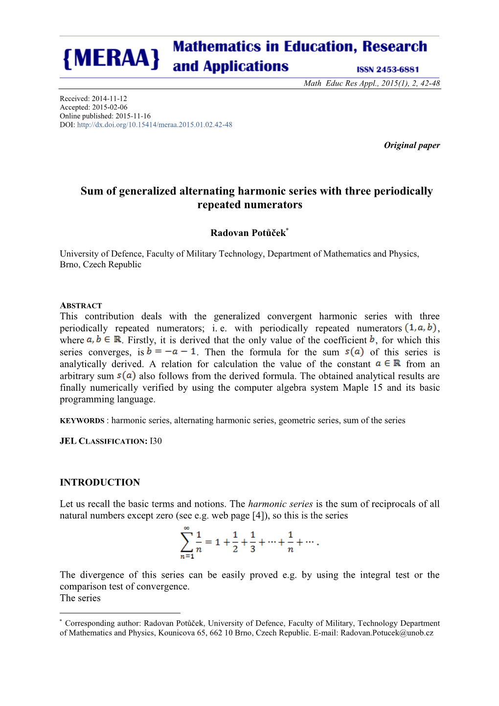 Sum of Generalized Alternating Harmonic Series with Three Periodically Repeated Numerators