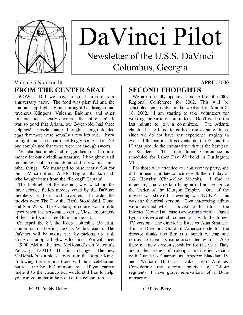 Davinci Pilot Newsletter of the U.S.S