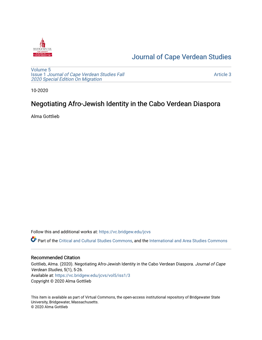 Negotiating Afro-Jewish Identity in the Cabo Verdean Diaspora