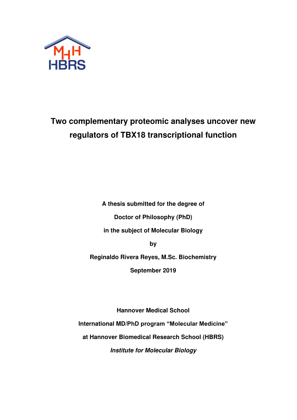 Two Complementary Proteomic Analyses Uncover New Regulators of TBX18 Transcriptional Function