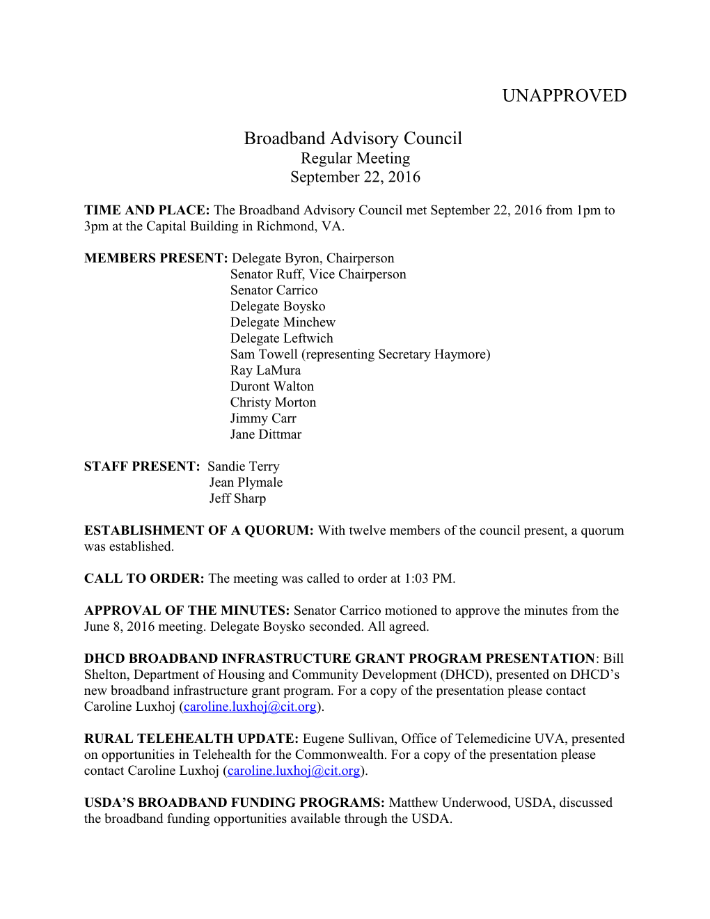 Broadband Advisory Council